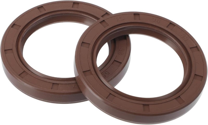 VekAuto Universal Oil Seal TC Double Lip W Steel Spring Seal Ring Rotary Shaft Seal 38x55x7mm High Pressure FKM Rubber Brown 2 Pcs - Image 1